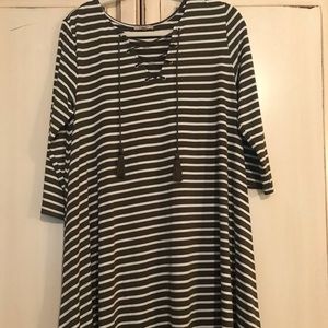 Striped green & white dress